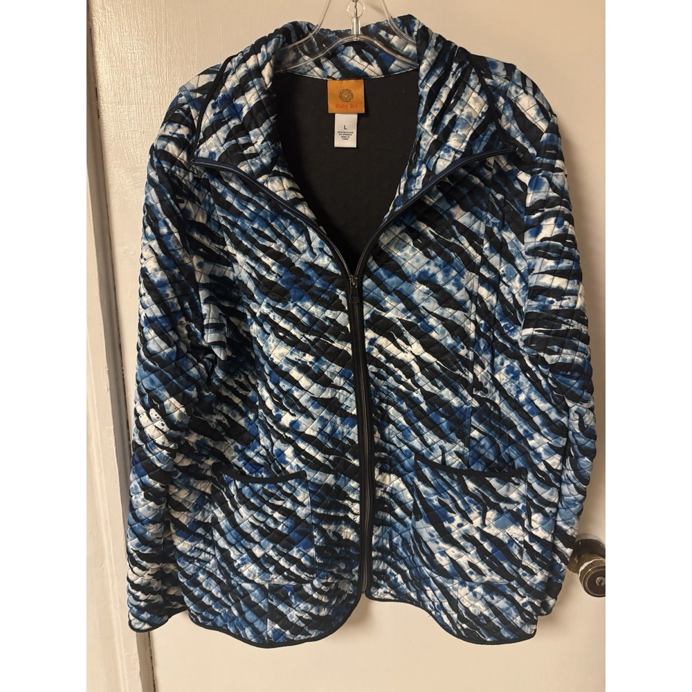 Ruby Rd Women's‎ Size L Blue And Black Full Zip Jacket